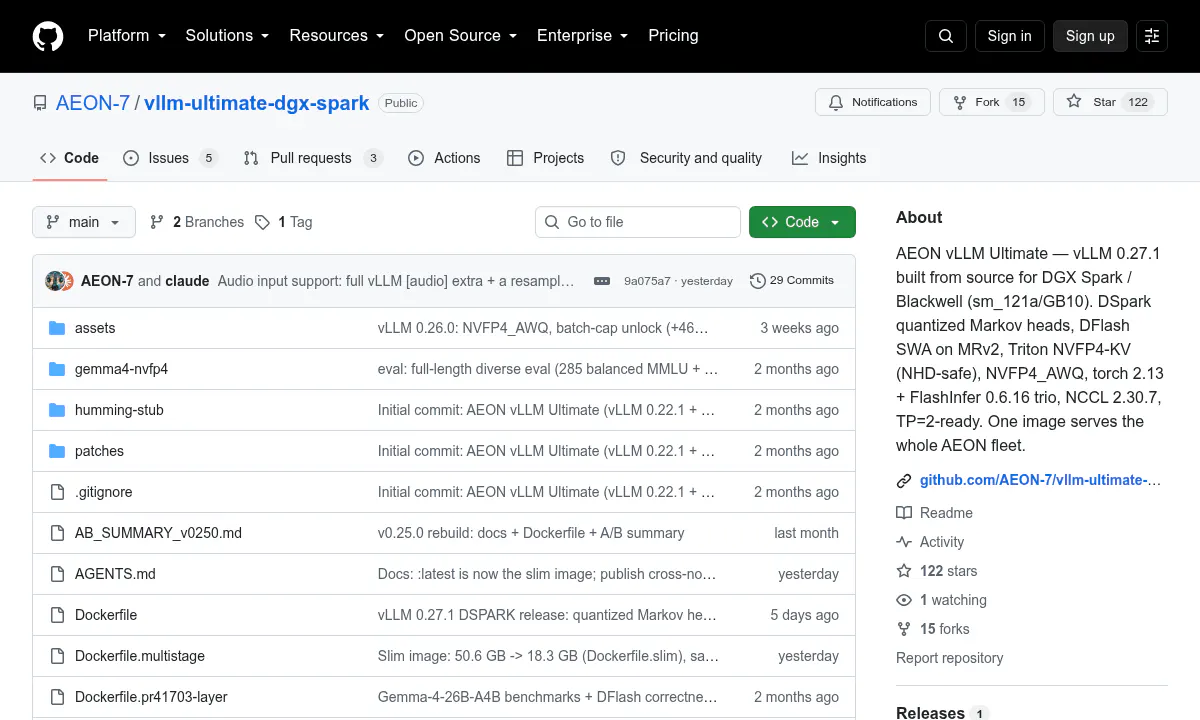 AEON vLLM Ultimate Fixes NVIDIA DGX Spark's Broken AI Stack in One Pull