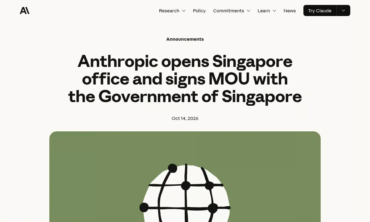 Anthropic Opens Singapore Office as Claude Usage Hits 6x Expected Demand
