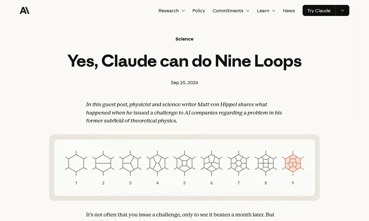 Anthropic's Claude Breaks Physics Record With a Nine-Loop Particle Calculation
