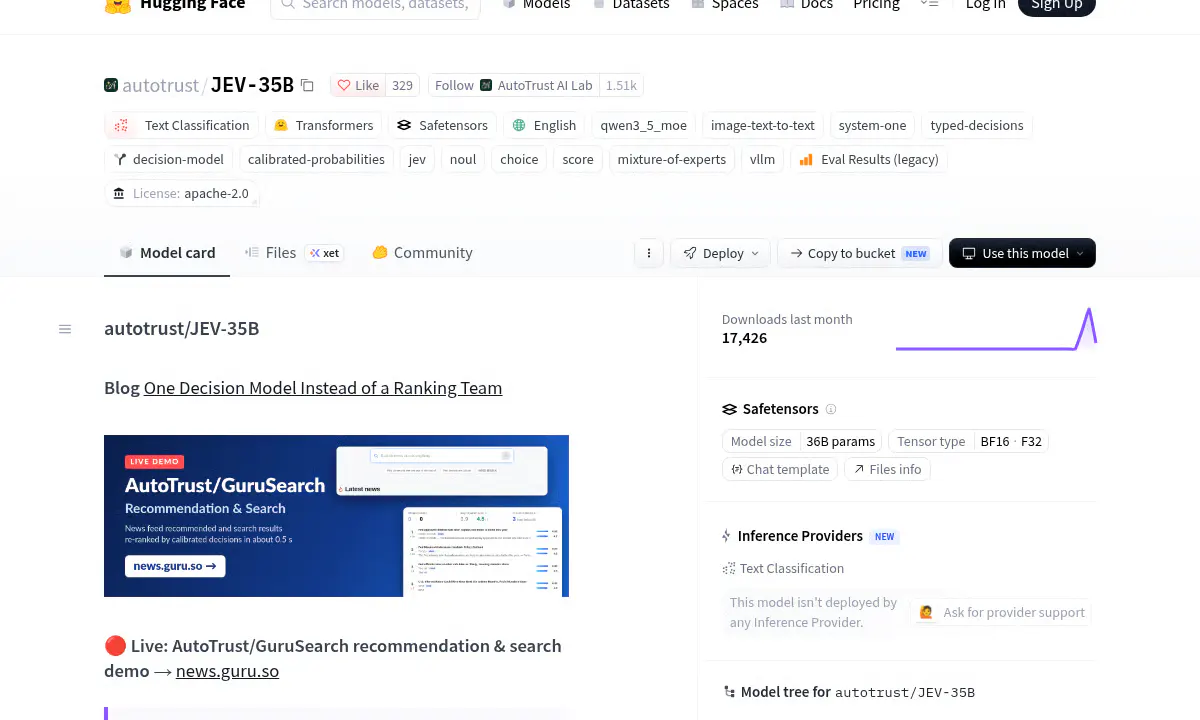 AutoTrust AI's JEV-35B Turns Open-Source Decisions Into 204ms API Calls
