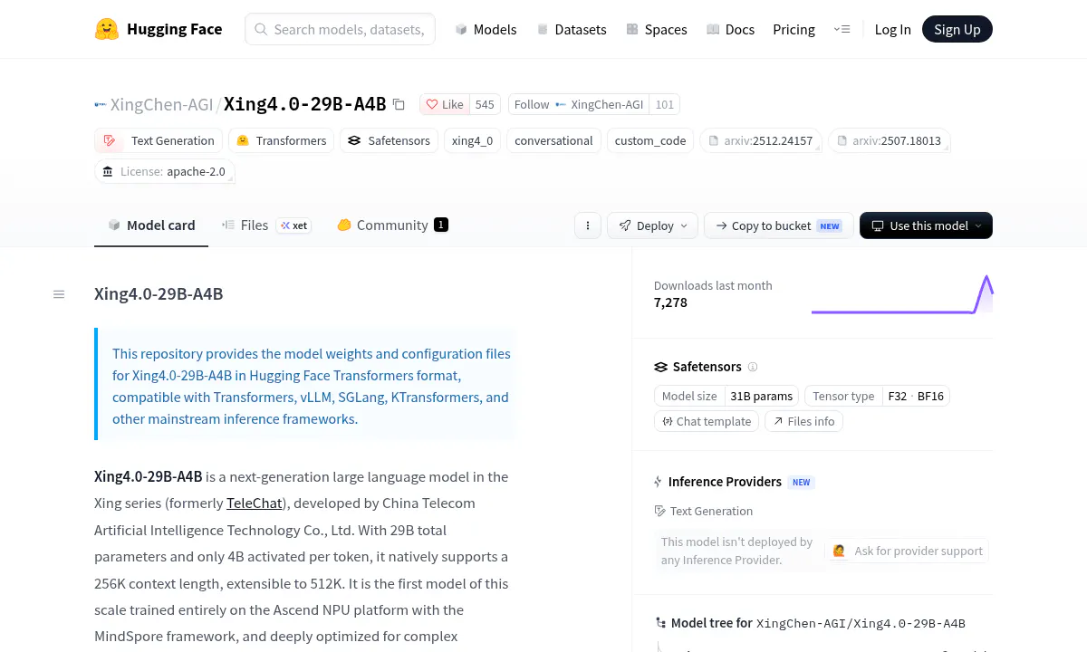 China Telecom Releases Xing4.0, an Open 29B Coding Agent Built on Huawei Chips