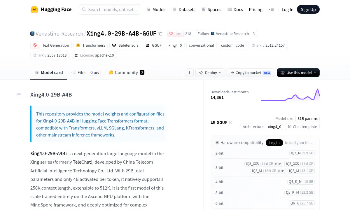 China Telecom's Xing4.0 Runs a 29B Coding Agent on 19GB Locally