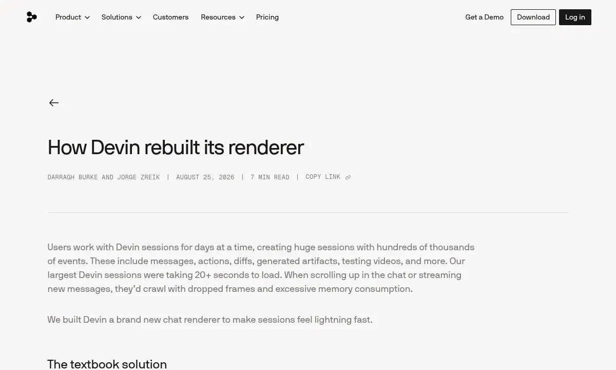 Cognition Rebuilds Devin's Chat to Load 70% Faster for Huge Sessions