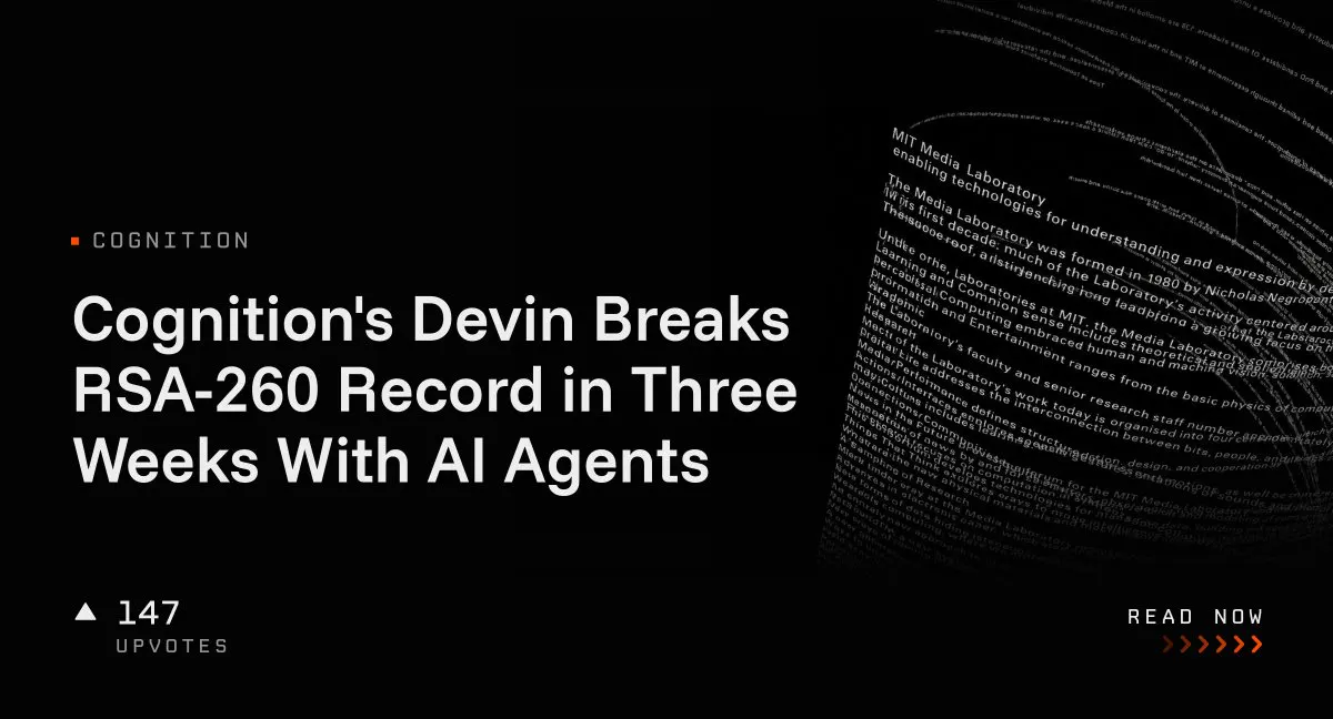 Cognition's Devin Breaks RSA-260 Record in Three Weeks With AI Agents
