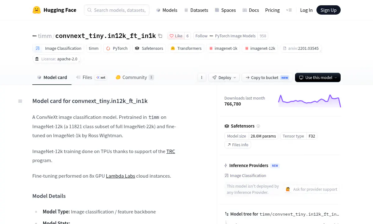 ConvNeXt-Tiny Hits 84% Accuracy With 750K Downloads on Hugging Face
