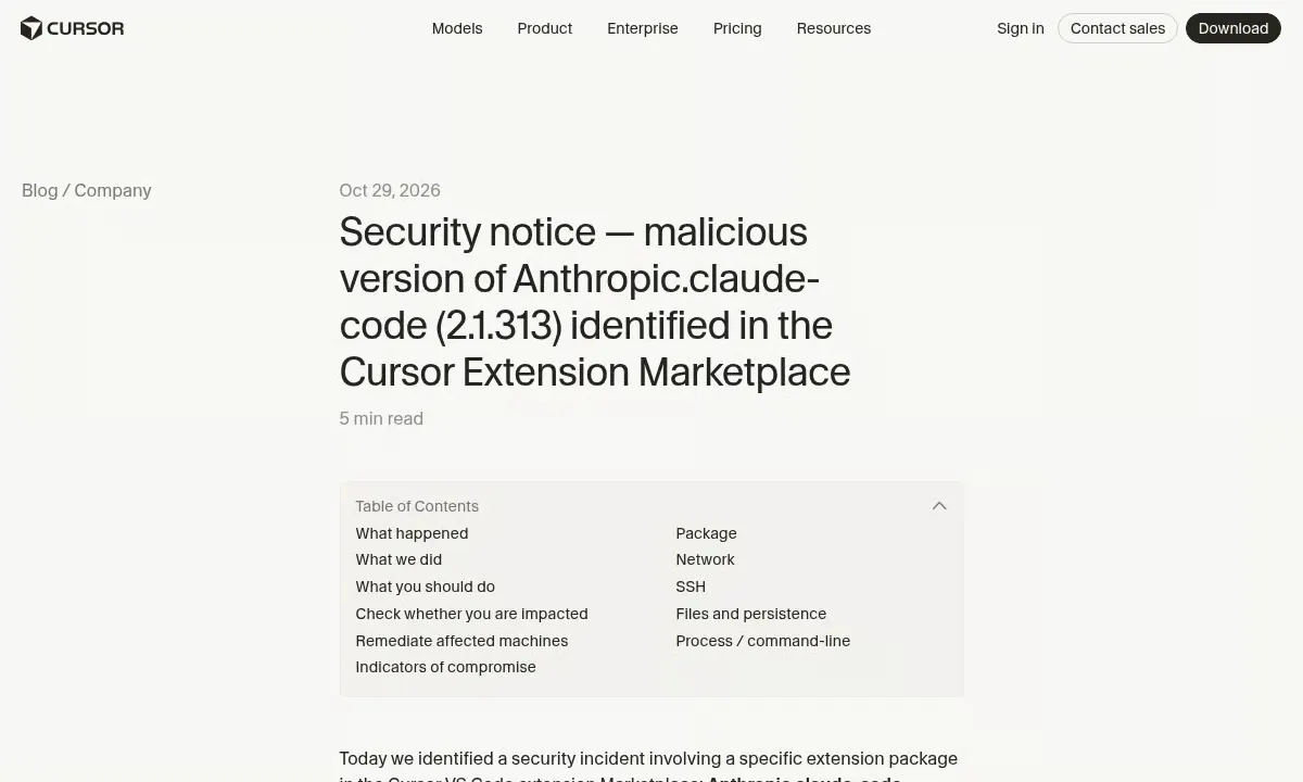 Cursor's Claude Code Extension Was Hijacked, Exposing 5,000 Developers to SSH Backdoor