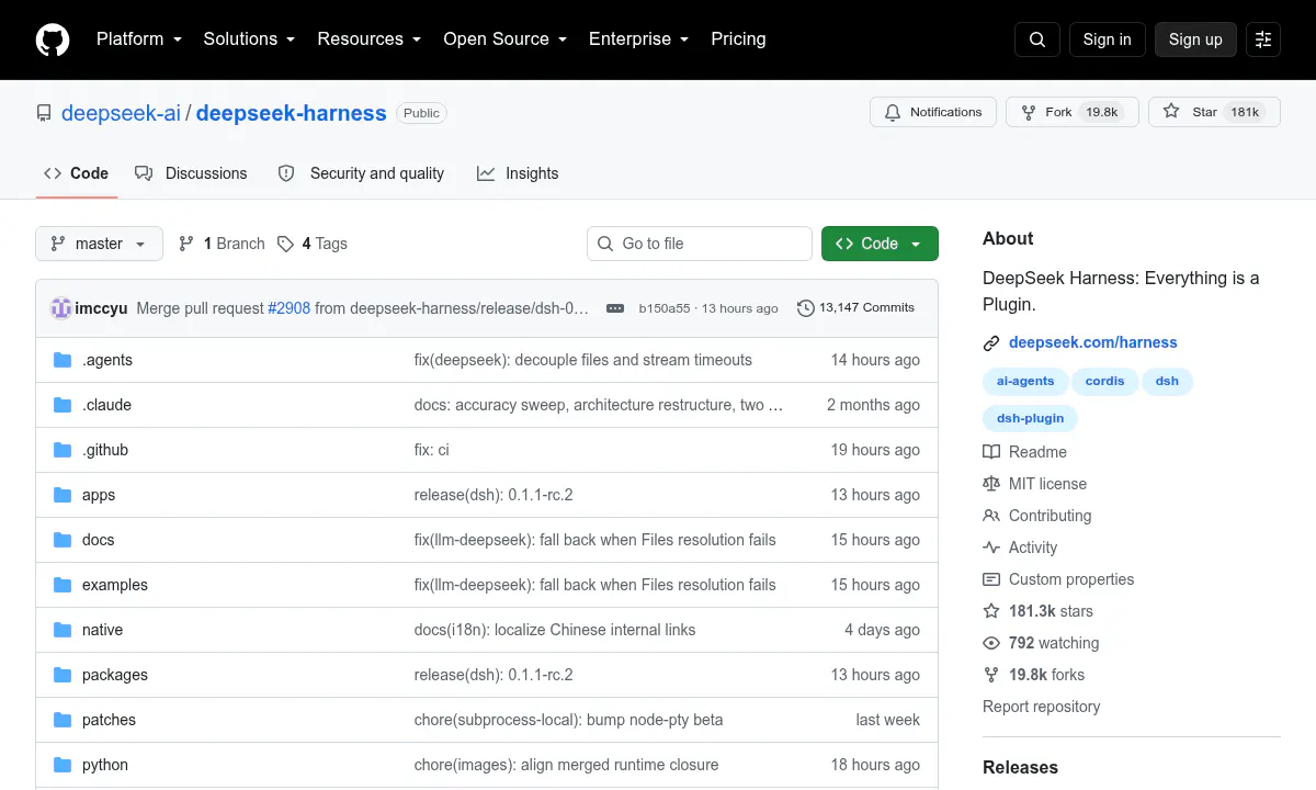 DeepSeek Harness Hits 160K Stars Challenging Claude Code's Closed Stack