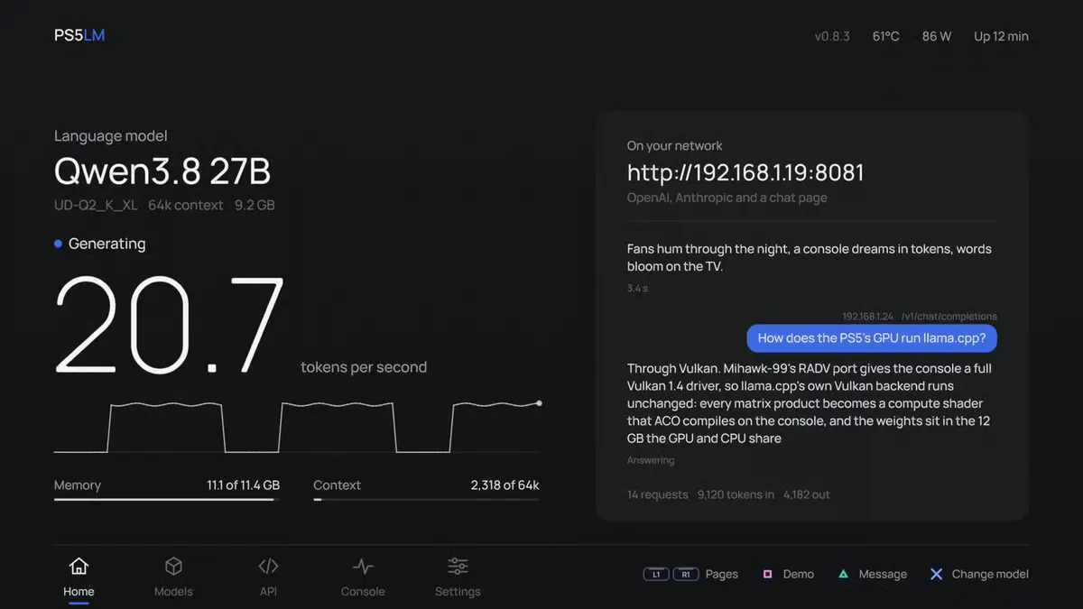 Developer Mert Cobanov Runs llama.cpp on a Jailbroken PS5