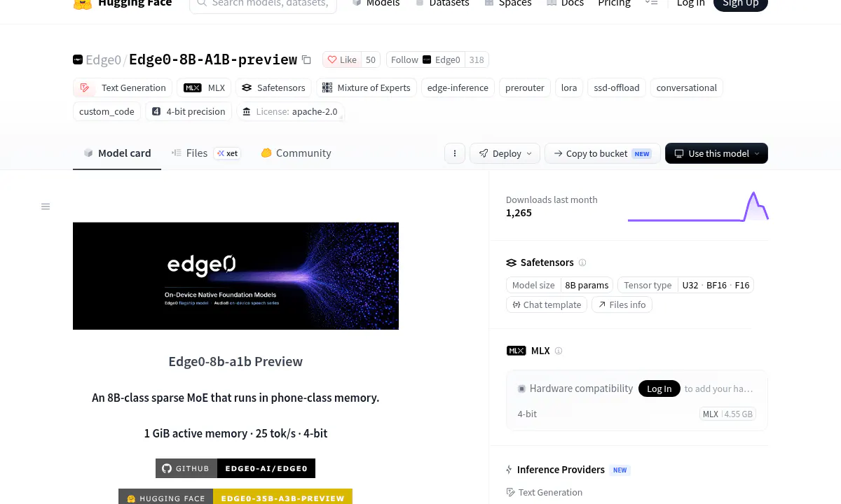 Edge0 Streams an 8B AI Model From SSD Using Only 1 GiB