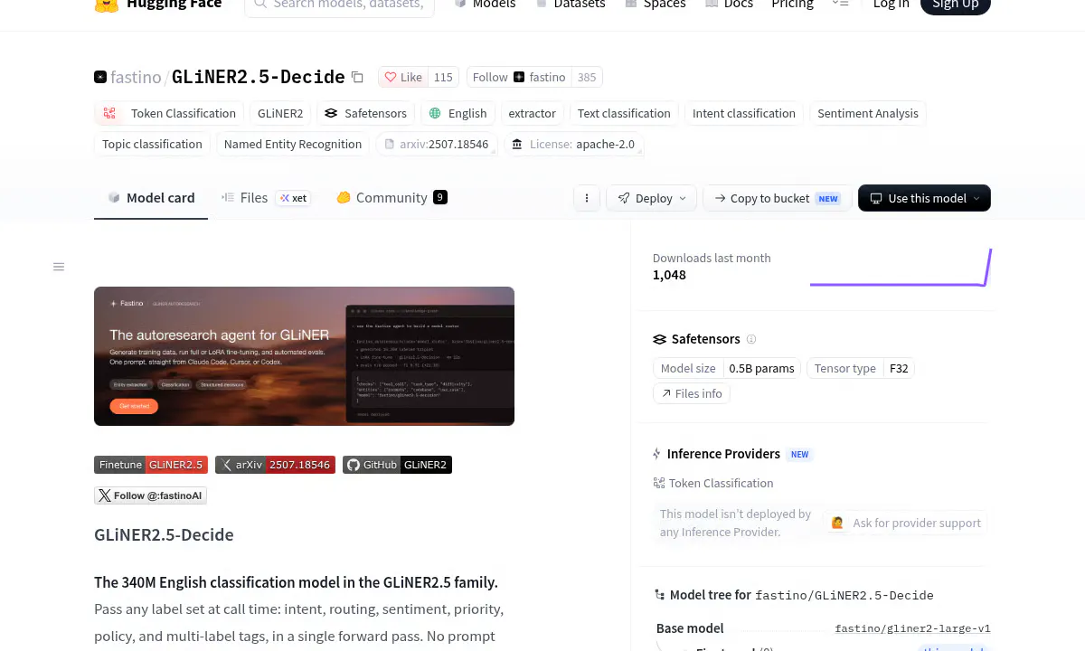 Fastino's GLiNER2.5-Decide Beats 1B Models at Agent Routing With 340M Parameters