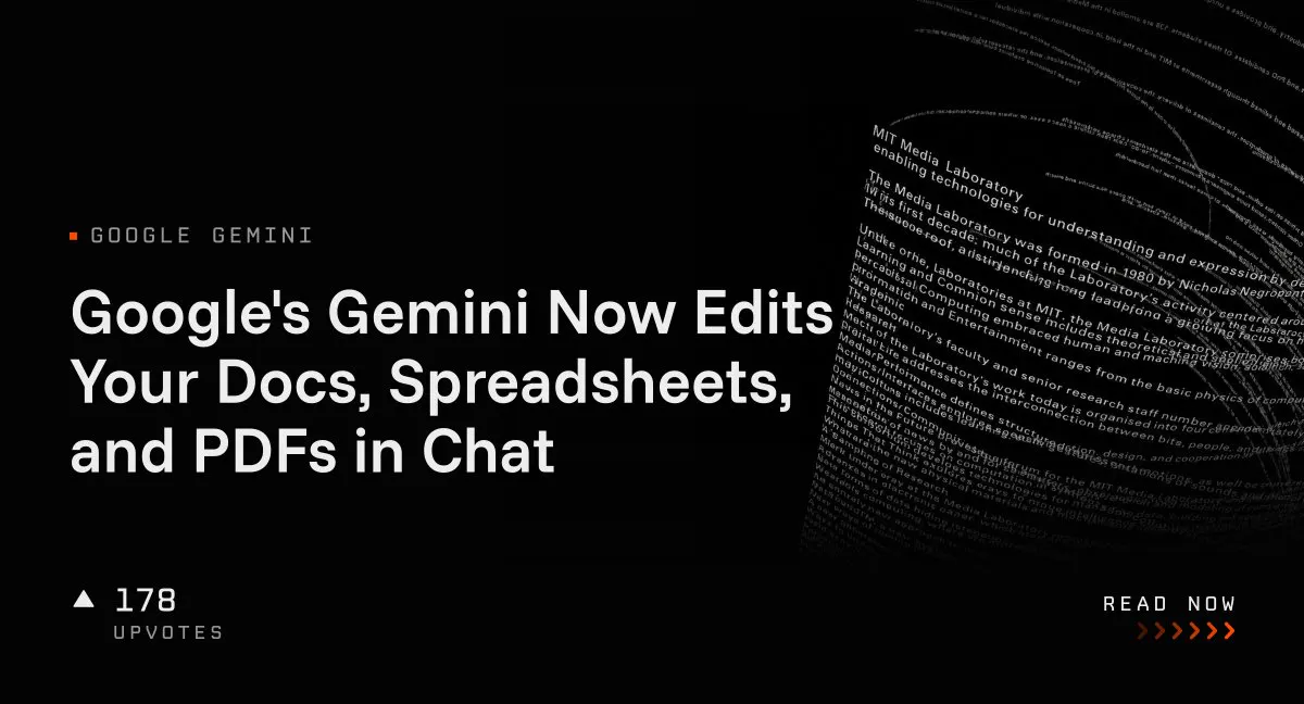 Google's Gemini Now Edits Your Docs, Spreadsheets, and PDFs in Chat