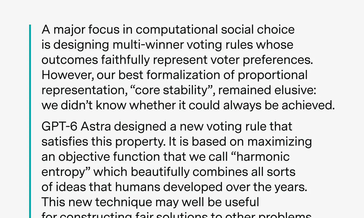 GPT-6 Astra Cracks a Decade-Old Voting Theory Problem Nobody Could Solve