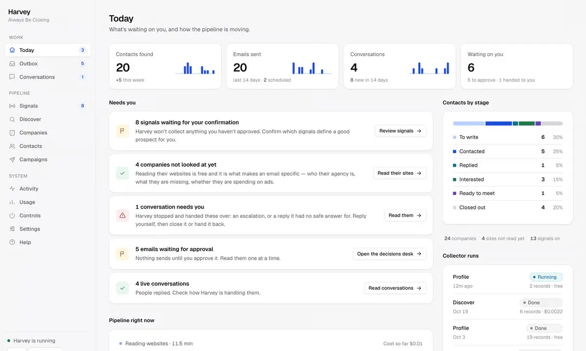 Harvey Turns Claude Subscriptions Into a Full Open-Source Sales Agent