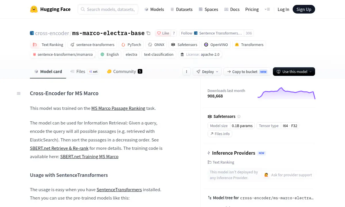Hugging Face's ELECTRA Reranker Adds ONNX and OpenVINO for Faster CPU Search
