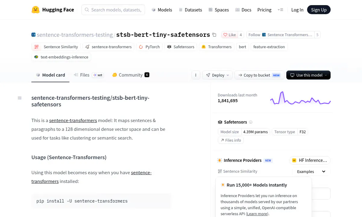 Hugging Face's stsb-bert-tiny Packs a Full Embedding Stack Into 17.6 MB