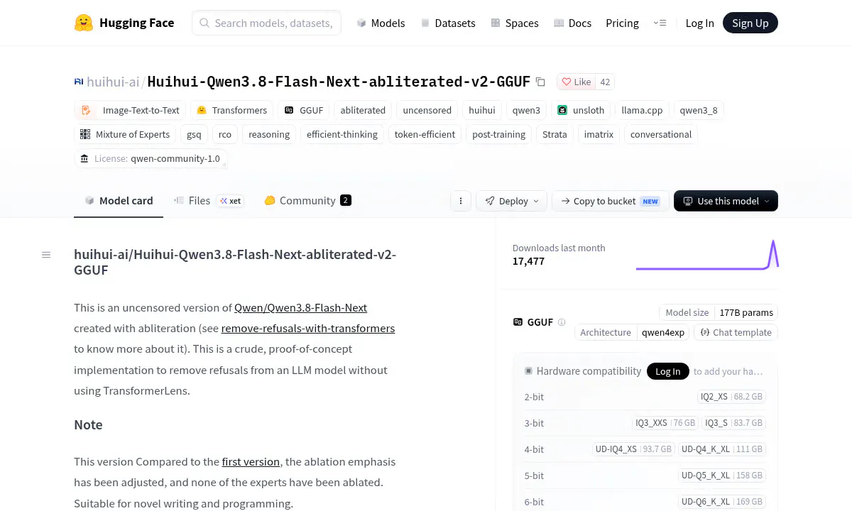 Huihui-ai Ships Uncensored Qwen3.8 Flash-Next With 176B Parameters