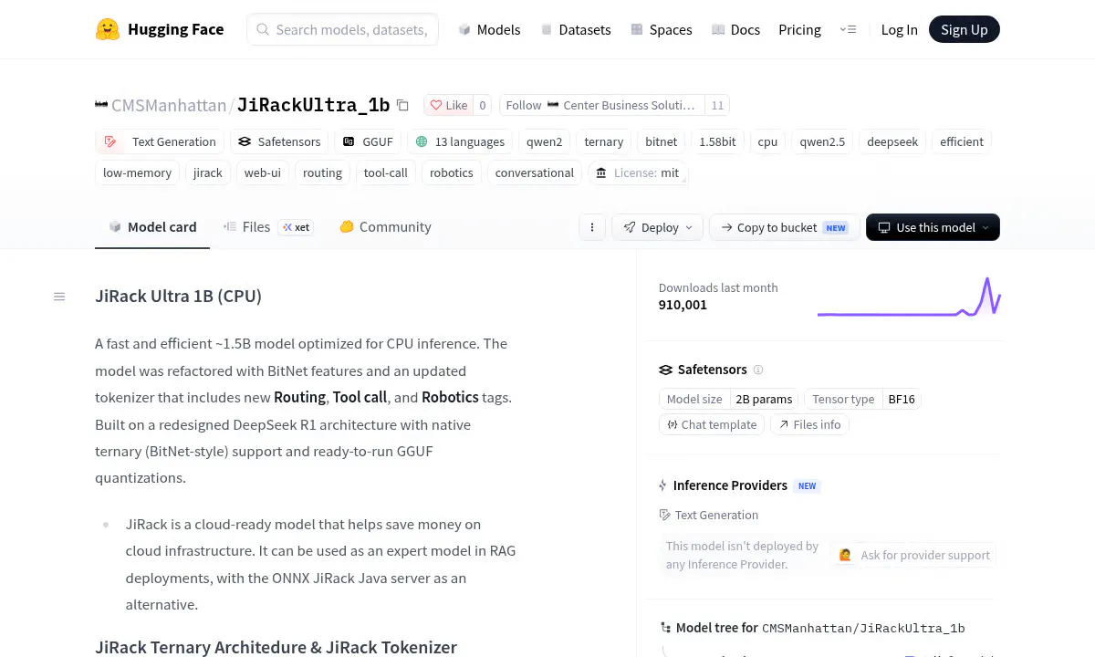 JiRackUltra_1b Runs AI Routing on Any Laptop Without a GPU