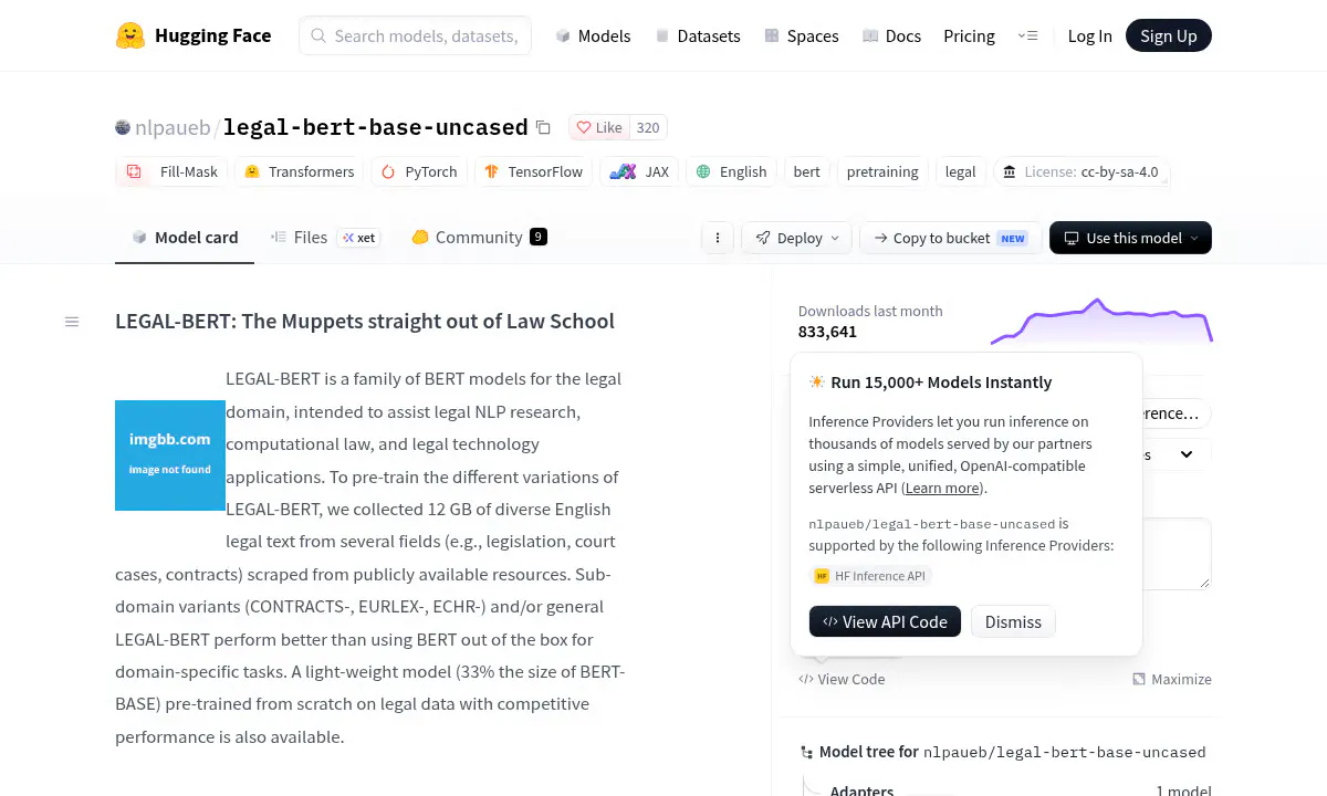 LEGAL-BERT Hits 833K Monthly Downloads Helping Developers Ditch Costly AI Models