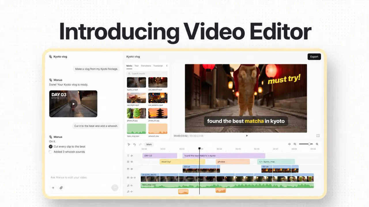 Manus Turns a One-Line Prompt Into a 757-Element Editable Video