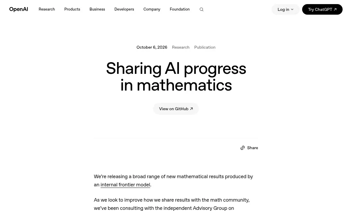 OpenAI Drops 722 Math Papers From a Model Smarter Than GPT-6