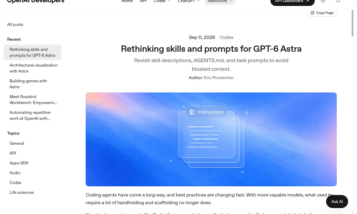 OpenAI Tells Developers to Slim Down Codex Prompts for GPT-6 Astra