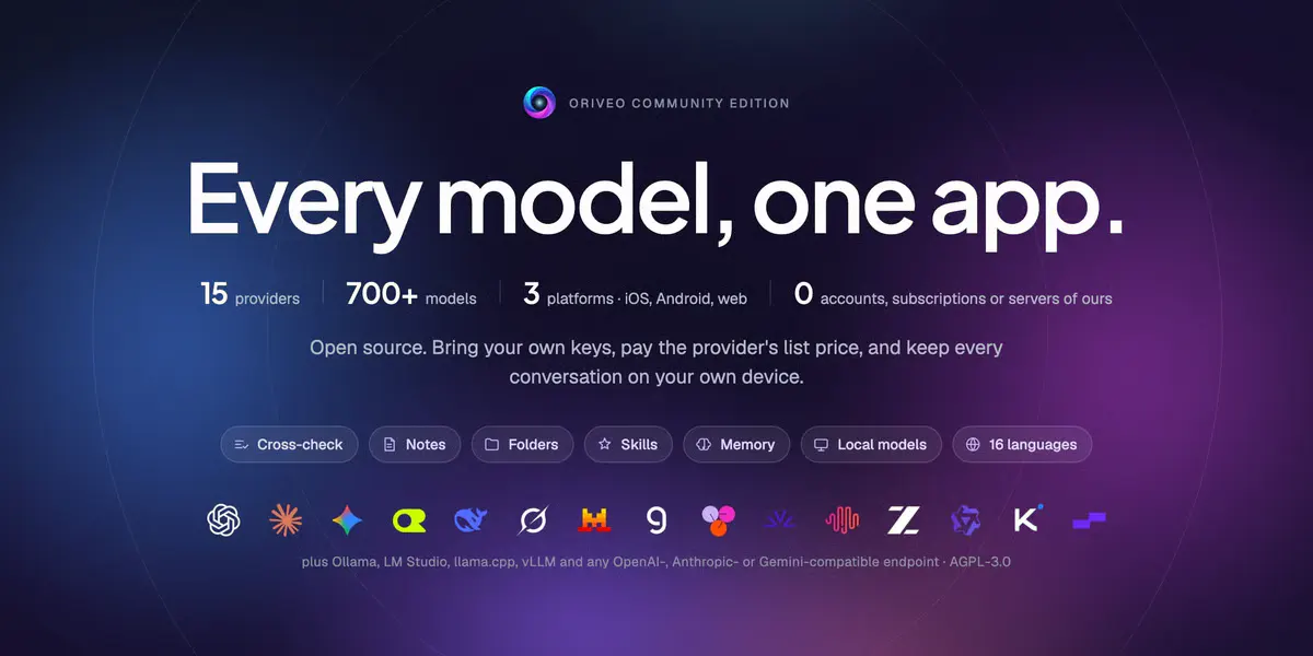 Oriveo Unifies 700 AI Models Across iOS, Android, and Web
