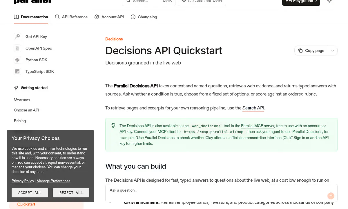 Parallel Web Systems' Decisions API Answers 100 Questions for $0.001
