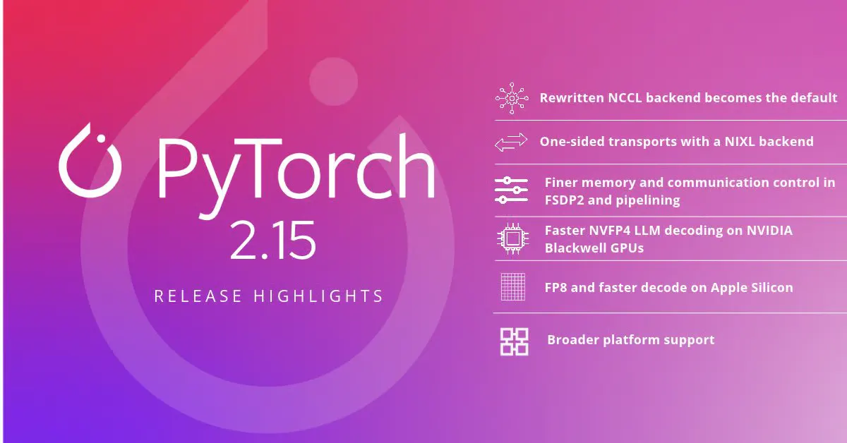 PyTorch 2.15 Rebuilds Distributed Training and Cuts Decoding Overhead