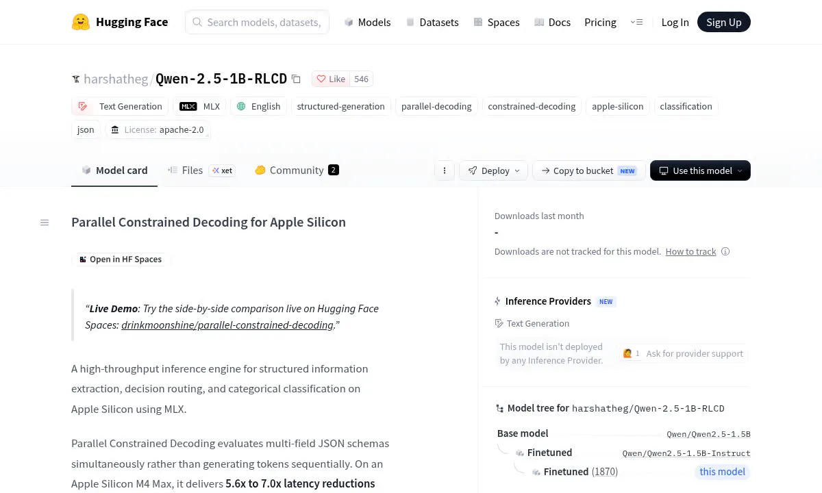 Qwen-2.5-1B-RLCD Scores JSON Fields in Parallel, Running 7x Faster on Apple Silicon