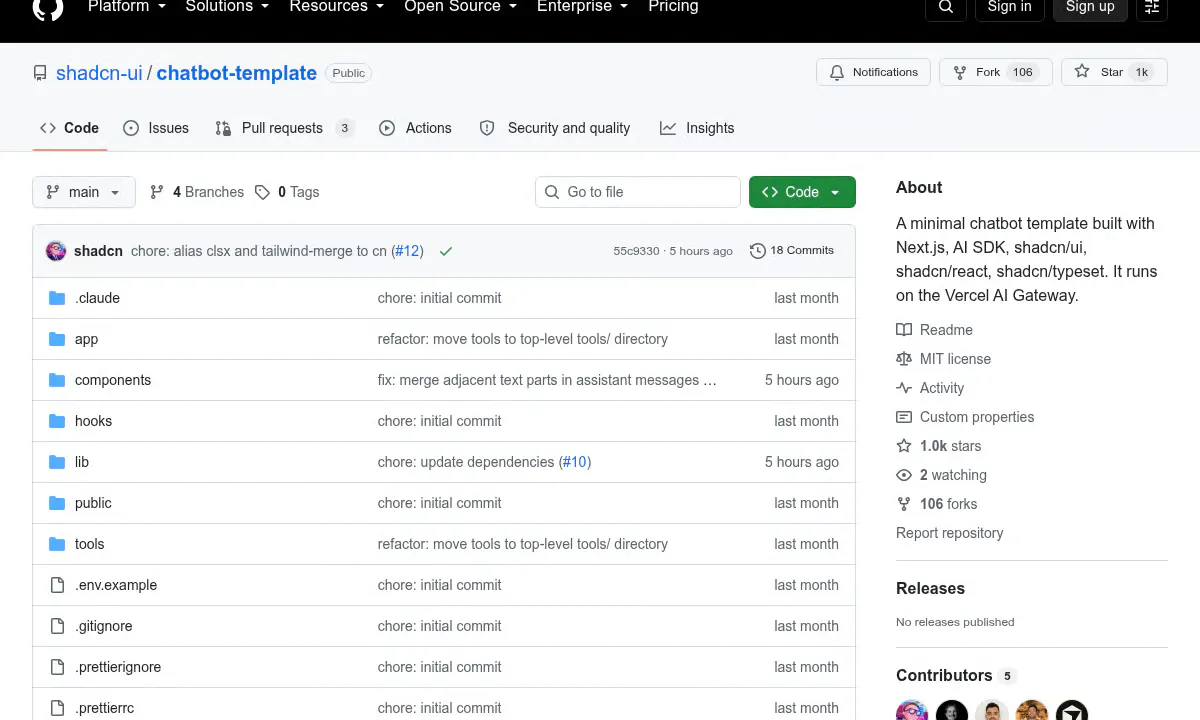 Shadcn Refreshes Its Database-Free Chatbot Starter Past 1,000 Stars