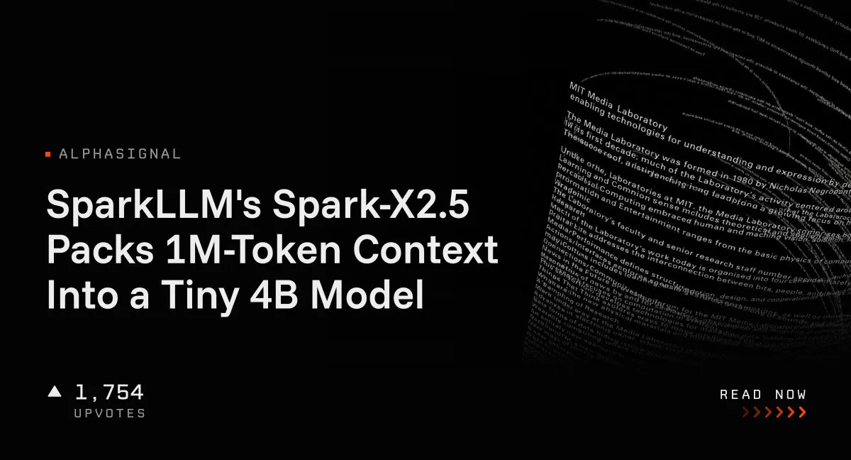 SparkLLM's Spark-X2.5 Packs 1M-Token Context Into a Tiny 4B Model