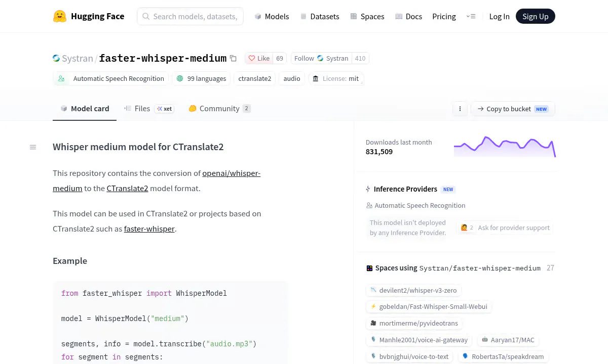 SYSTRAN's Faster Whisper Medium Transcribes 99 Languages 2.4x Faster
