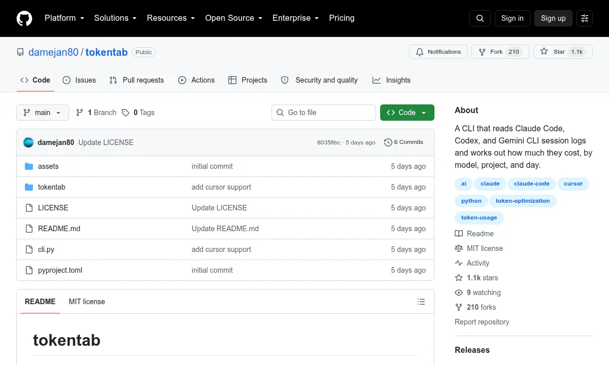 tokentab Unifies Claude, Codex and Gemini Spending Into One Local Dashboard