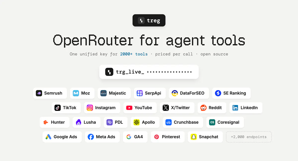 Treg Gives AI Agents Access to 2,600 Paid API Tools for Pennies